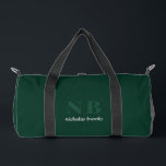 Stylish Trendy Minimal Monogram Dark Green Duffle Bag<br><div class="desc">Stylish Trendy Minimal Monogram Dark Green Duffle Bag</div>