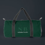 Stylish Trendy Minimal Monogram Dark Green Duffle Bag<br><div class="desc">Stylish Trendy Minimal Monogram Dark Green Duffle Bag</div>