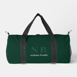 Stylish Trendy Minimal Monogram Dark Green Duffle Bag