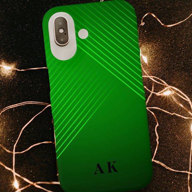 Stylish & Trendy Modern Green Monogram Initial Case-Mate iPhone Case (Creator Uploaded)