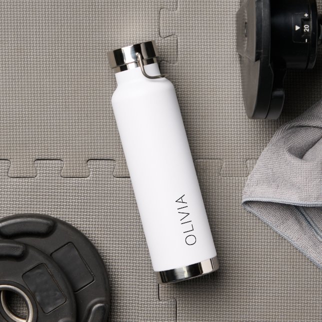 Stylish Trendy Modern Minimalist Simple White Water Bottle (Gym)