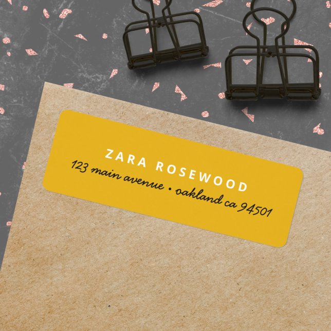 Stylish Trendy Mustard Yellow Return Address (A fun modern pre-addressed label in mustard yellow for cool and trendy everyday mailing)
