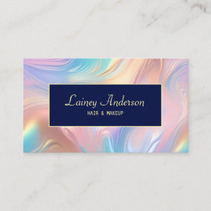 Stylish Trendy pastel groovy faux holographic Business Card