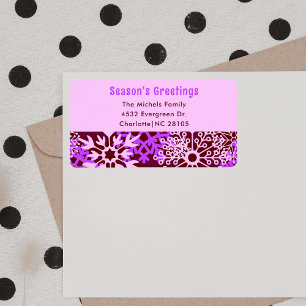 Stylish Trendy Purple Snowflake Return Address Label