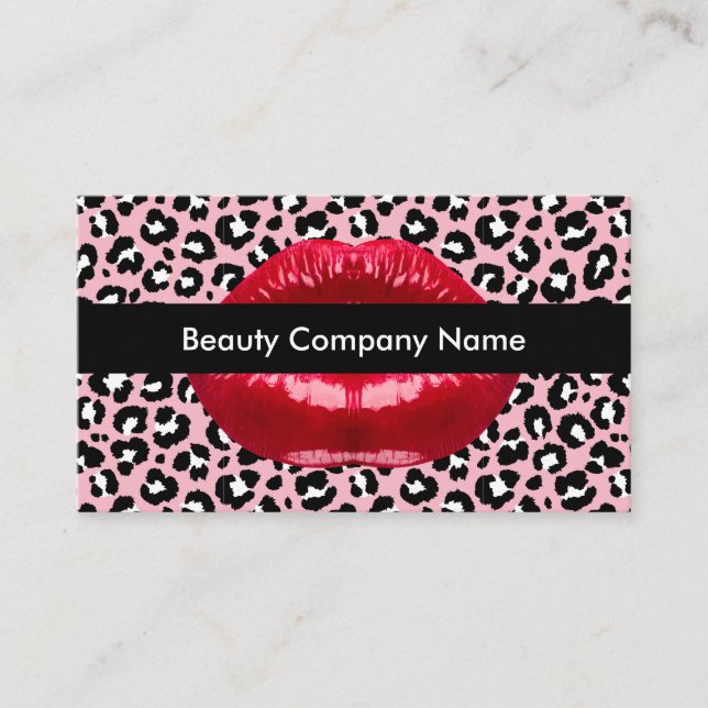 Stylish Trendy Red Lipstick Lips Business Card (Front)