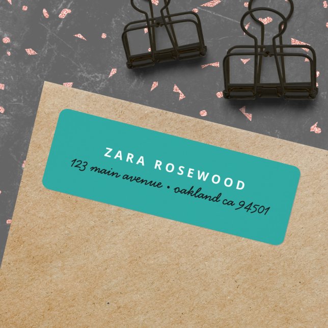 Stylish Trendy Sea Green Return Address (A fun modern pre-addressed label in sea green for cool and trendy everyday mailing)