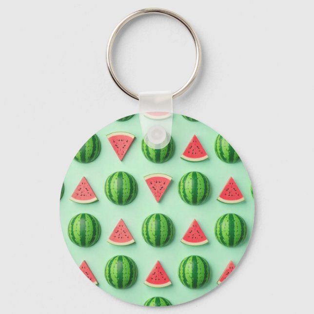 Stylish Trendy Watercolor Watermelon  Keychain (Front)