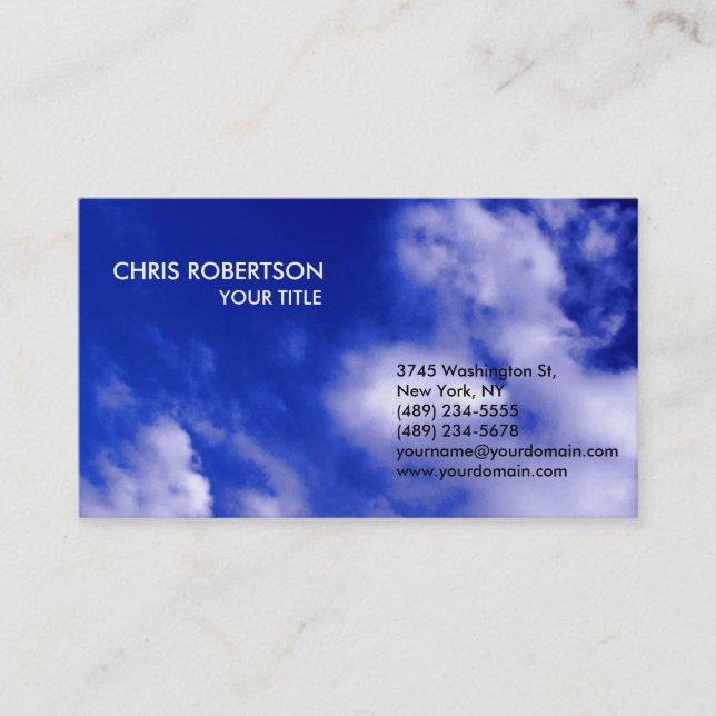 Stylish Trendy White Clouds Nature Business Card (Front)