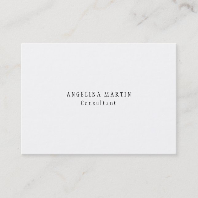 Stylish Trendy White Minimalist Plain Modern Business Card (Front)
