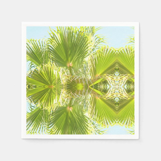 Stylish Tropical Green Palm Tree Leaf Paper Napkin (Front)