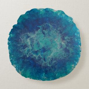 Stylish Turquoise and Blue Colour Burst Round Pillow