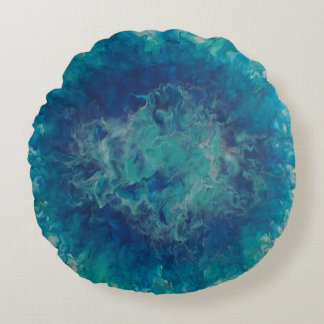 Stylish Turquoise and Blue Colour Burst Round Pillow
