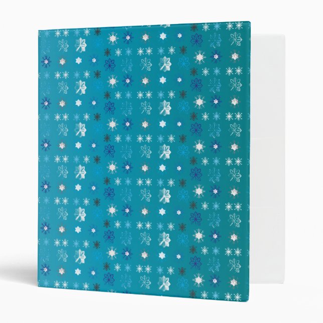 Stylish turquoise and white, stars and snowflakes binder (Front/Inside)