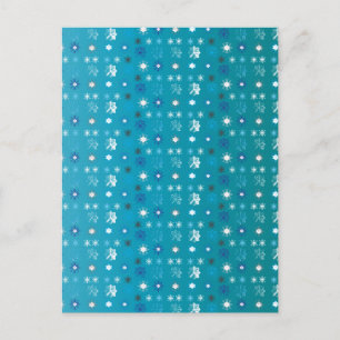 Stylish turquoise and white, stars and snowflakes postcard