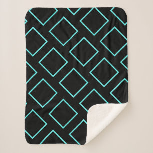 Stylish Turquoise Block Geometry Throw Blanket