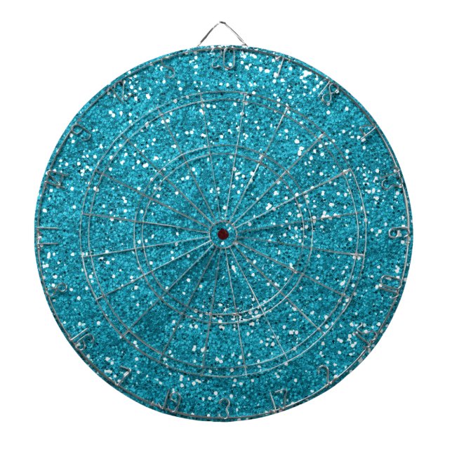 Stylish Turquoise Blue Glitter Dartboard (Front)