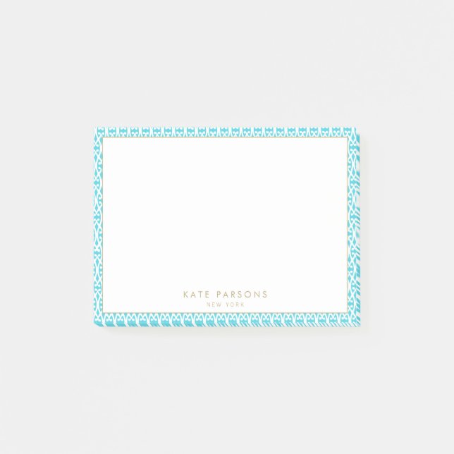 Stylish Turquoise Blue Pattern  Post-it Notes (Front)