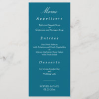 Stylish Turquoise Blue Wedding Menu