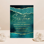 Stylish Turquoise Geoed Agate 16th Birthday Real<br><div class="desc">Celebrate in style with these elegant and very trendy real foil pressed 16th birthday invitations. The design is easy to personalize with your special event wording and your guests will be thrilled when they receive these fabulous invites.</div>