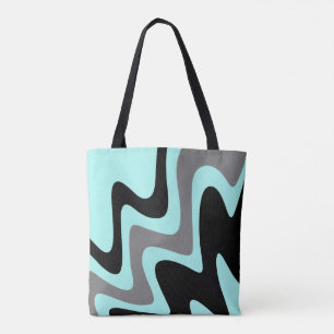 Stylish Turquoise Silver Black Tote Bag