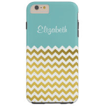 Stylish Turquoise, White and Gold Chevron Custom