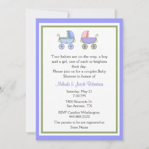Stylish Twins Couples Baby Shower Invitation
