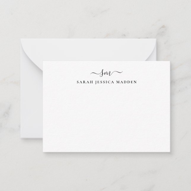 Stylish Two Monogram Initial Girly Script Swash Card (Front)