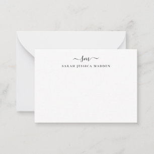 Stylish Two Monogram Initial Girly Script Swash Card