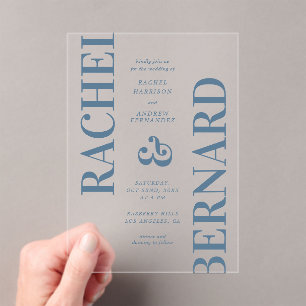 Stylish Typography Bold Bright Transparent Wedding Acrylic Invitations