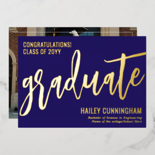 Stylish Typography Graduation Photo Foil Card