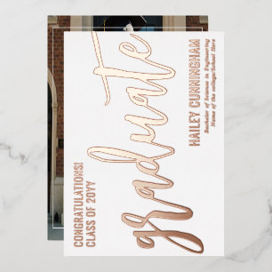 Stylish Typography Graduation Photo Foil Card 