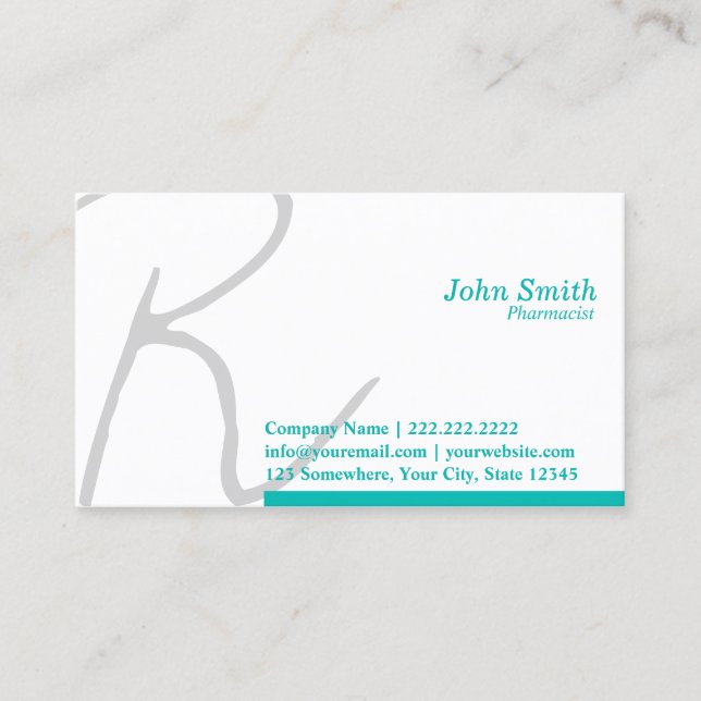 Stylish Typography Pharmacist Medical Business Card (Front)