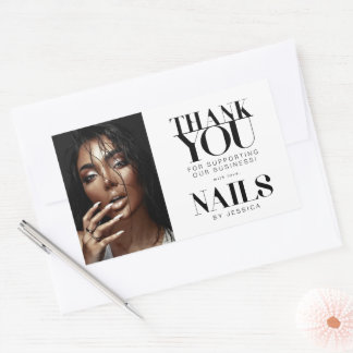 Stylish Typography Photo Nail Salon Thank You Sticker