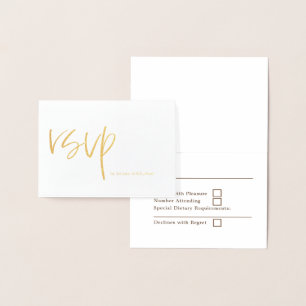 Stylish Typography Wedding RSVP Typography Gold Foil Card