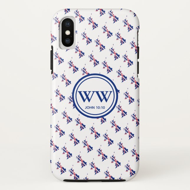 Stylish UK UNION JACK Monogram Abundant Life Case-Mate iPhone Case (Back)