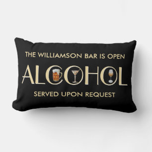 Stylish Unique Beer Wine Martini Name Lumbar Pillow