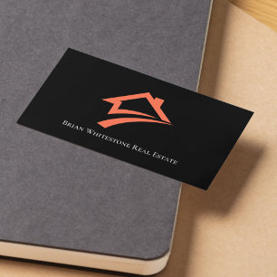 Stylish Unique Black Real Estate Agent Business Card