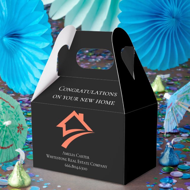 Stylish Unique Black Real Estate Agent Favor Box (Party)