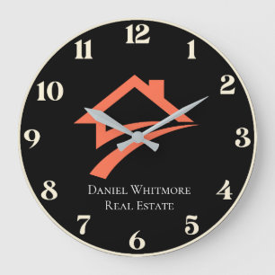 Stylish Unique Black Real Estate Agent Large Clock