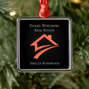 Stylish Unique Black Real Estate Agent Metal Ornament