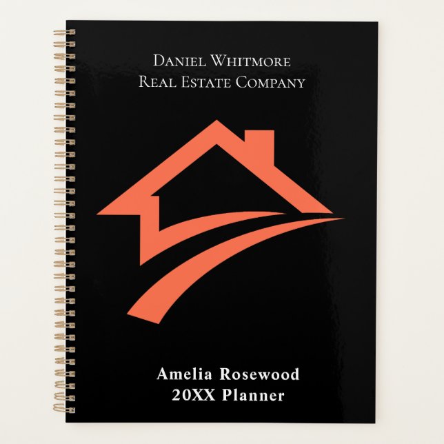 Stylish Unique Black Real Estate Agent Planner (Front)