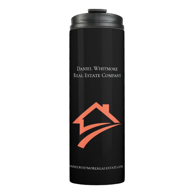 Stylish Unique Black Real Estate Agent Thermal Tumbler (Front)