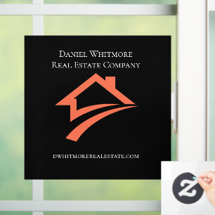 Stylish Unique Black Real Estate Agent Window Cling