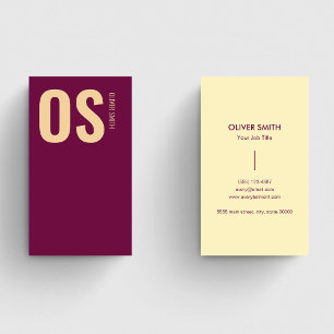 Stylish Unique Burgundy Professional Monogram Business Card