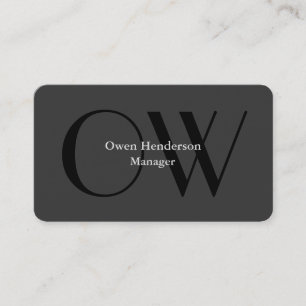 Stylish Unique Grey Black Monogram Business Card