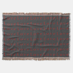 Stylish Unique Grey Red Love Wedding Throw Blanket