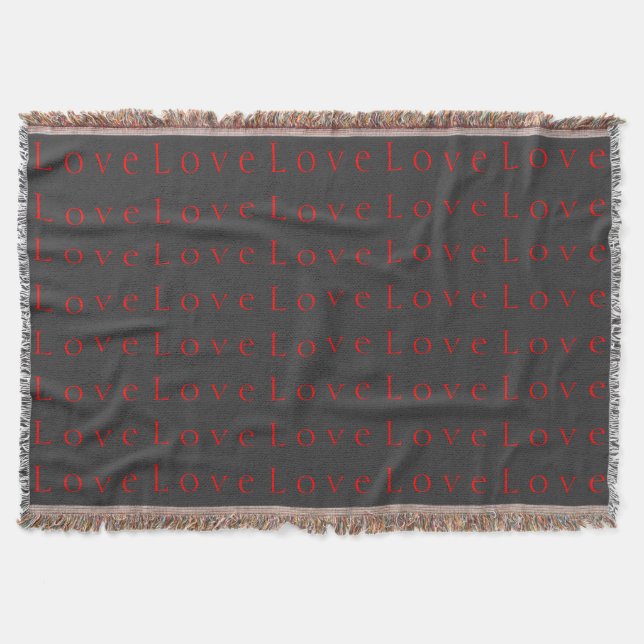 Stylish Unique Grey Red Love Wedding Throw Blanket (Front)