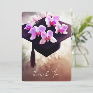 Stylish Unique Orchids Graduation Thank You Card