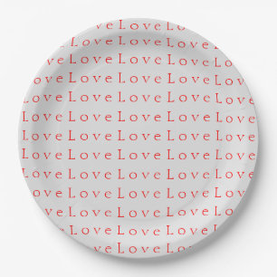 Stylish Unique Red Love Wedding Paper Plate