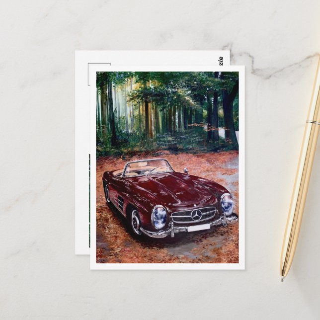 Stylish Unique Vintage Retro car Postcard (Front/Back In Situ)